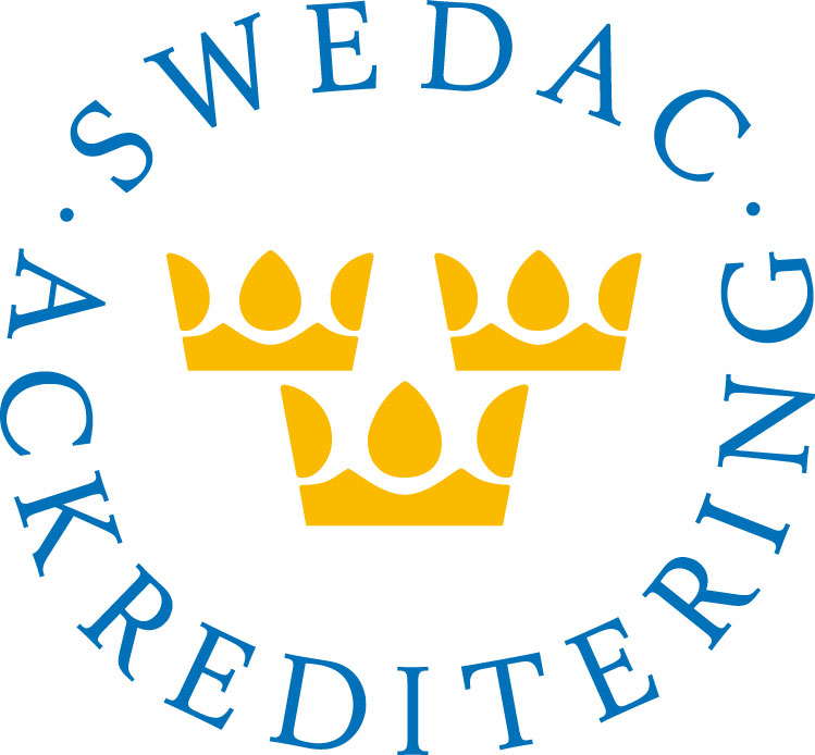 Logotyp för SWEDAC - Swedish Board for Accreditation and Conformity Assessment (Styrelsen för ackreditering och teknisk kontroll)